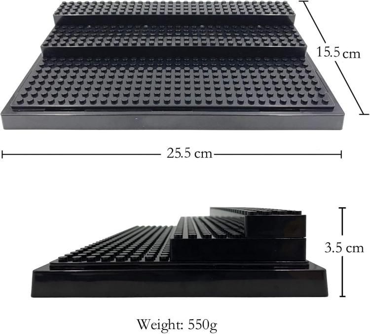 [UK Warehouse] Minifigures Figure Display Case - 3-Tier Clear Acrylic Dustproof Black, Grey