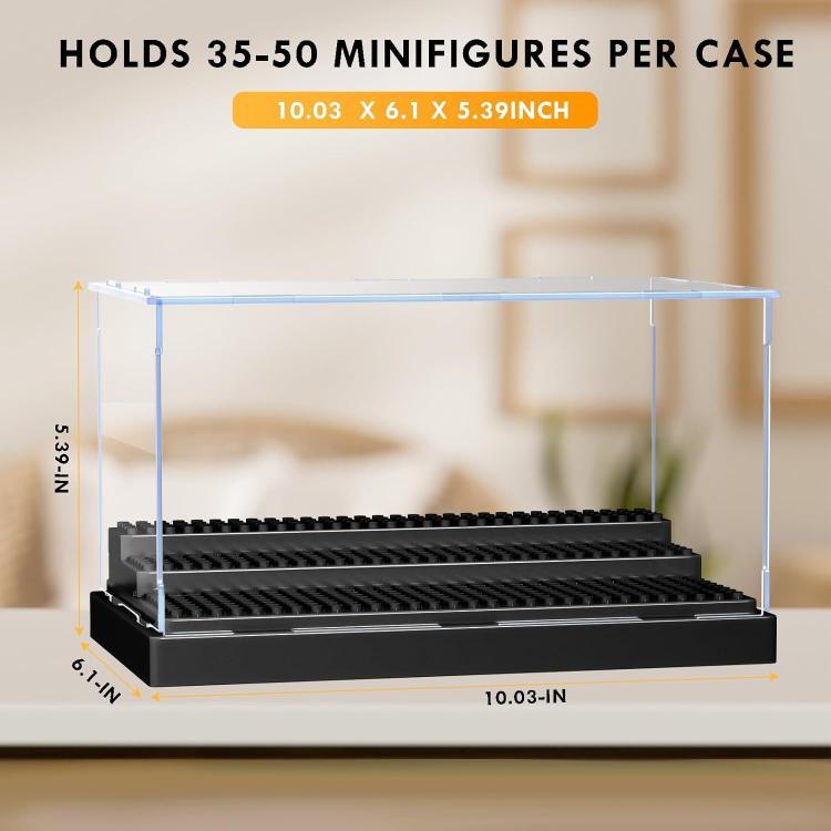 [UK Warehouse] Minifigures Figure Display Case - 3-Tier Clear Acrylic Dustproof Black, Grey