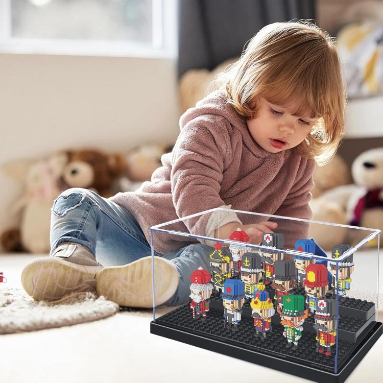[UK Warehouse] Minifigures Figure Display Case - 3-Tier Clear Acrylic Dustproof Black, Grey