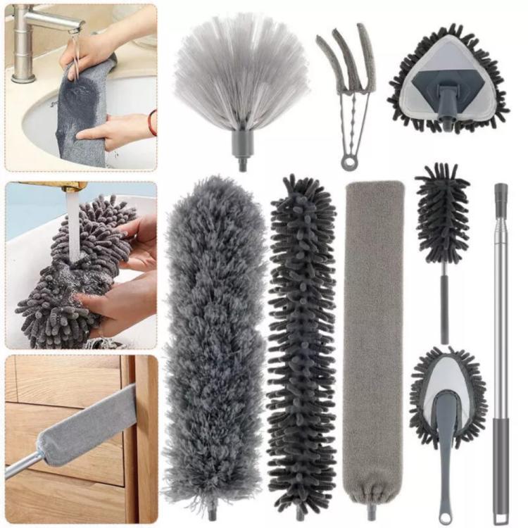 [UK Warehouse] 9pcs Extendable Feather Duster Long Telescopic Duster Magic Static Duster Brush