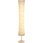 [UK Warehouse] LED Floor Lamp, 152 cm Modern Dimmable Standing Lamp with Paper Shade, Pine Wood Base, White