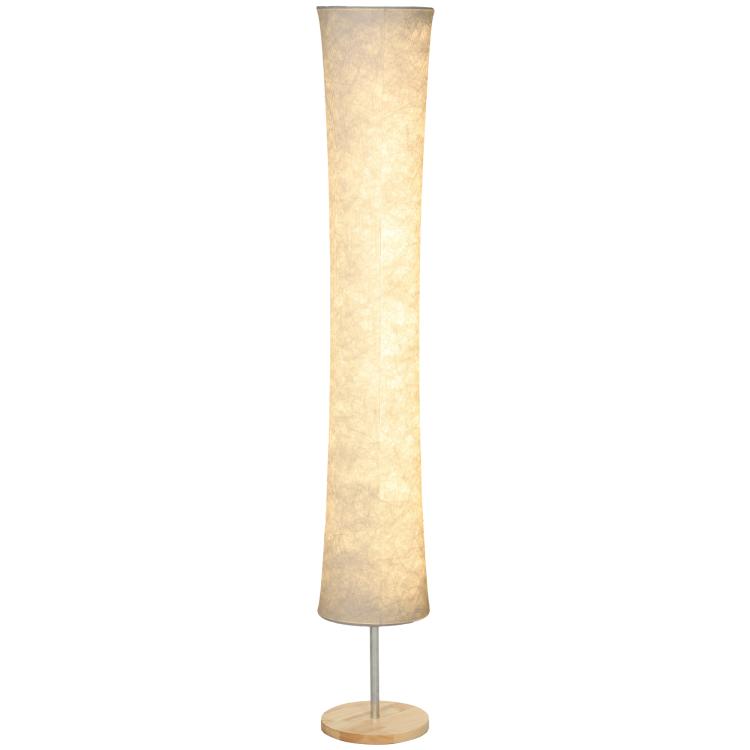 [UK Warehouse] LED Floor Lamp, 152 cm Modern Dimmable Standing Lamp with Paper Shade, Pine Wood Base, White
