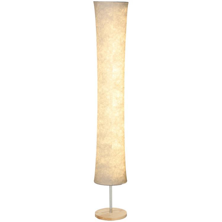 [UK Warehouse] LED Floor Lamp, 152 cm Modern Dimmable Standing Lamp with Paper Shade, Pine Wood Base, White
