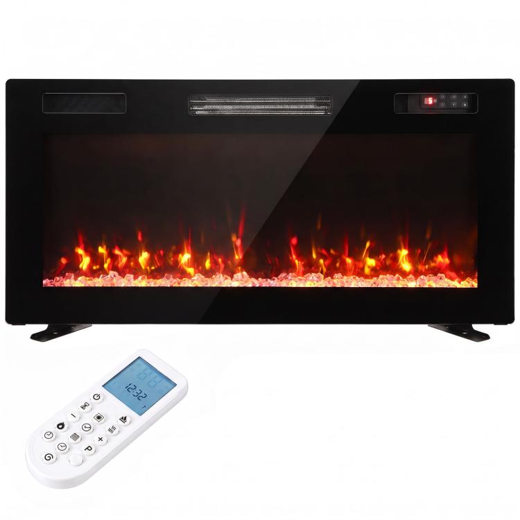 [UK Warehouse] Ultra-Thin Electric Fire Wall Mounted/Recessed/Freestanding 92cm/36 inch Electric Fireplace with 12 Colours, 5 Brightness