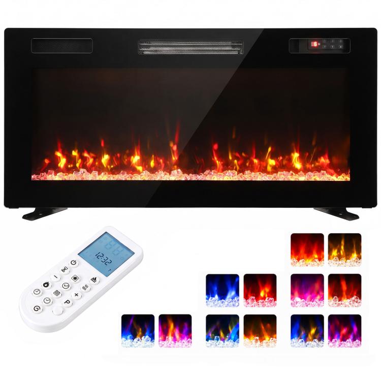 [UK Warehouse] Ultra-Thin Electric Fire Wall Mounted/Recessed/Freestanding 92cm/36 inch Electric Fireplace with 12 Colours, 5 Brightness Secondary image