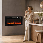 [UK Warehouse] Ultra-Thin Electric Fire Wall Mounted/Recessed/Freestanding 92cm/36 inch Electric Fireplace with 12 Colours, 5 Brightness