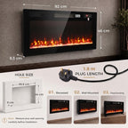 [UK Warehouse] Ultra-Thin Electric Fire Wall Mounted/Recessed/Freestanding 92cm/36 inch Electric Fireplace with 12 Colours, 5 Brightness