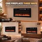 [UK Warehouse] Ultra-Thin Electric Fire Wall Mounted/Recessed/Freestanding 92cm/36 inch Electric Fireplace with 12 Colours, 5 Brightness