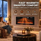 [UK Warehouse] Ultra-Thin Electric Fire Wall Mounted/Recessed/Freestanding 92cm/36 inch Electric Fireplace with 12 Colours, 5 Brightness