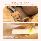 [UK Warehouse] Rocking Horse, Stable Plush Ride on Horse Squirrel Design with Animal Sounds, Security Belt for Toddlers 1-3 Y, Brown