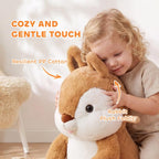 [UK Warehouse] Rocking Horse, Stable Plush Ride on Horse Squirrel Design with Animal Sounds, Security Belt for Toddlers 1-3 Y, Brown