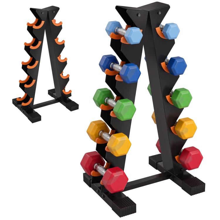 [UK Warehouse] 5-Tier Dumbbell Rack, A-Frame Weight Stand with Protective Washers, Non-Slip Feet, Space-Saving Storage for Home Gym Main image