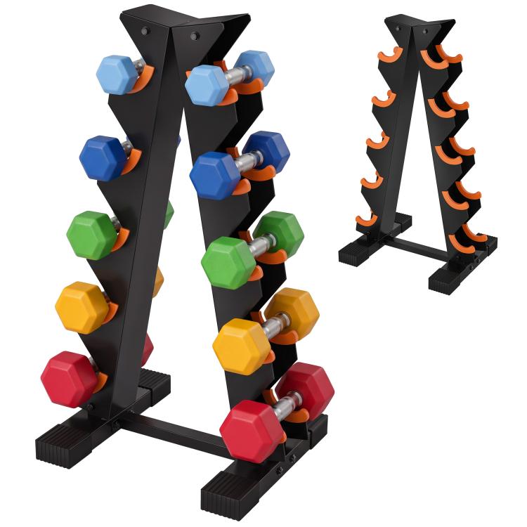 [UK Warehouse] 5-Tier Dumbbell Rack, A-Frame Weight Stand with Protective Washers, Non-Slip Feet, Space-Saving Storage for Home Gym Secondary image