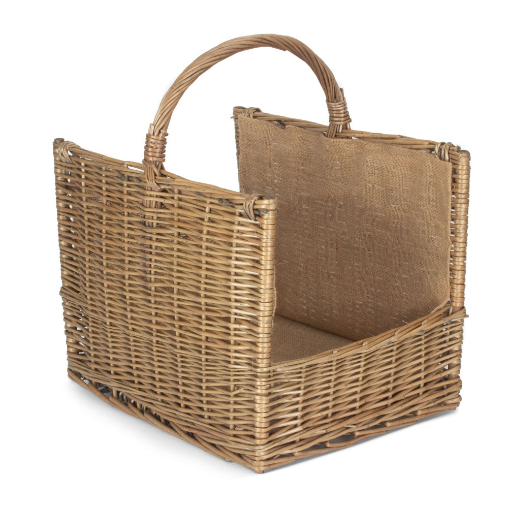 Antique Wash Open End Wicker Basket