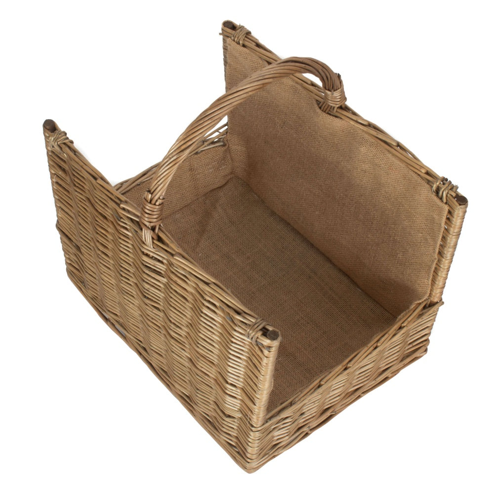 Antique Wash Open End Wicker Basket