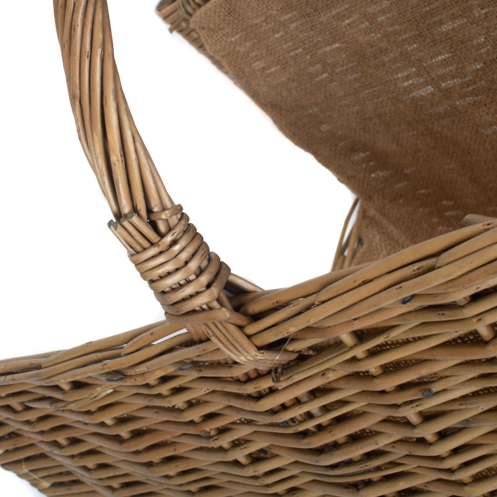 Antique Wash Open End Wicker Basket