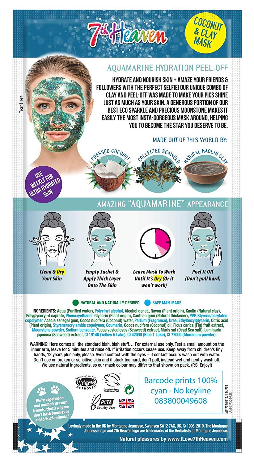 7th Heaven StarDust Heavenly Aquamarine Peel-Off Coconut Clay Mask Secondary image