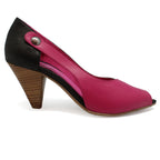Avec Lait - Fuchsia Black peep toe shoe - Chanii B
