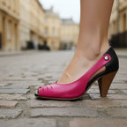 Avec Lait - Fuchsia Black peep toe shoe - Chanii B