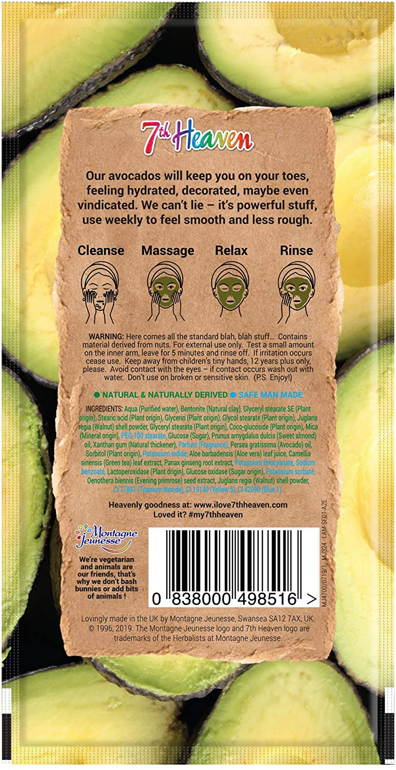 7th Heaven Superfood Avocado Clay Mask, Brightening and Exfoliating Mask with Avocado and Walnut for a Deep Pore Cleanse - Suitable for All Skin Types, 10g Secondary image
