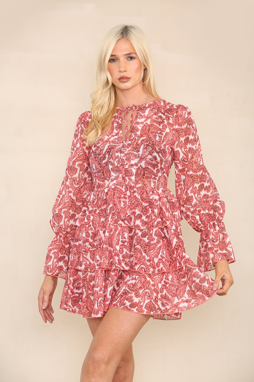 Red-Floral-Mini-Dress Main image