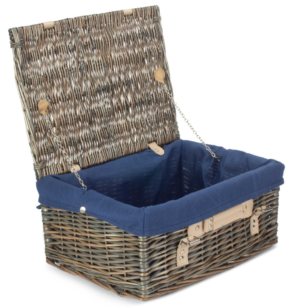 Red Hamper 41cm Antique Wash Wicker Picnic Basket with Cotton Lining