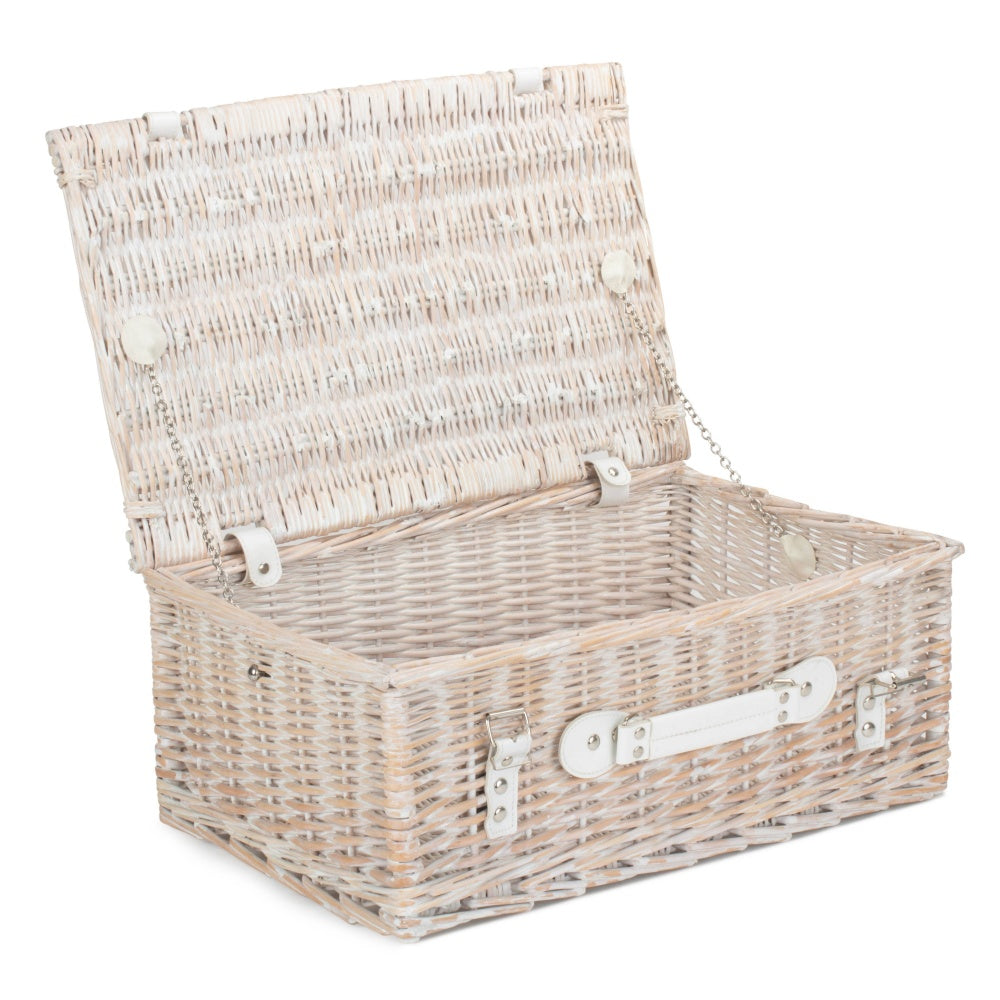 45cm White Wash Empty Picnic Basket Secondary image