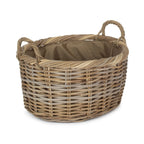 Red Hamper Oval Rattan Storage Log Basket With Cordura Lining