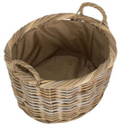 Red Hamper Oval Rattan Storage Log Basket With Cordura Lining