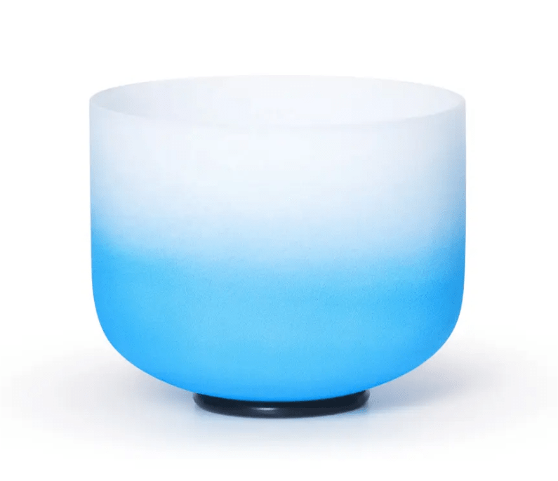 Crystal Singing Bowl Set Half Colour Gradient Design 6-12" 7pcs Frosted Quartz
