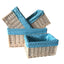 Red Hamper Blue Spotty Lined Wicker Storage Basket