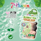 7th Heaven Bubble Tea Oxygen Mask Infused with Green Tea and Centella Asiatica to Hydrate, Soothe and Help Target Blemishes