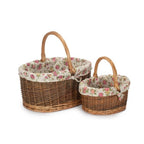 Garden Rose Cotton Lined Country Oval Wicker Shopping Baskets
