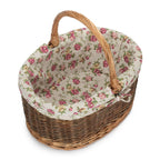 Garden Rose Cotton Lined Country Oval Wicker Shopping Baskets