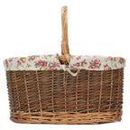 Garden Rose Cotton Lined Country Oval Wicker Shopping Baskets
