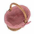 Red Hamper Red Checked Lined Country Oval Wicker Shopping Basket