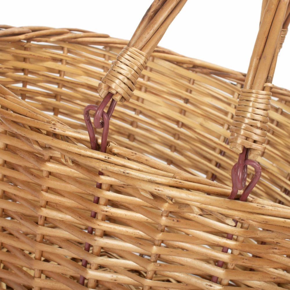 Red Hamper Unlined Double Steamed Wicker Shopping Basket With Swing Handles