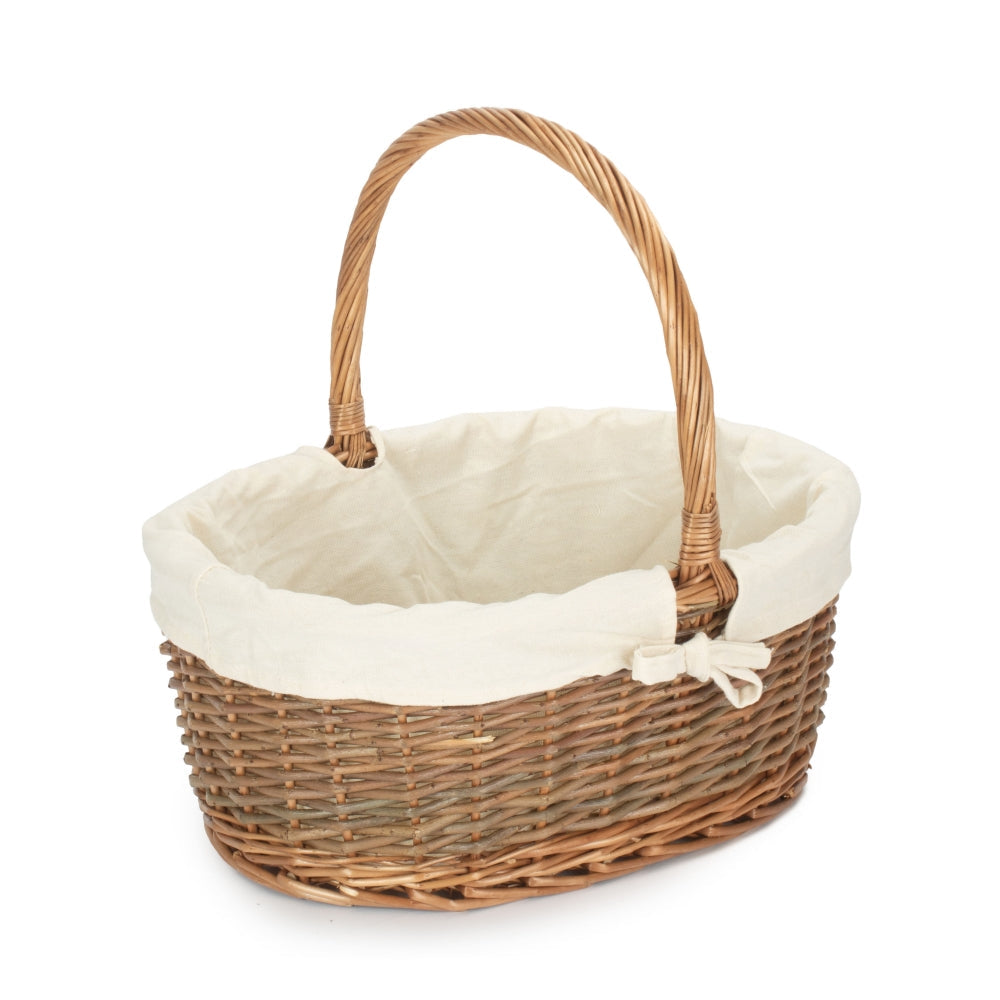 Oval Unpeeled Willow Shopping Basket With White Lining Secondary image