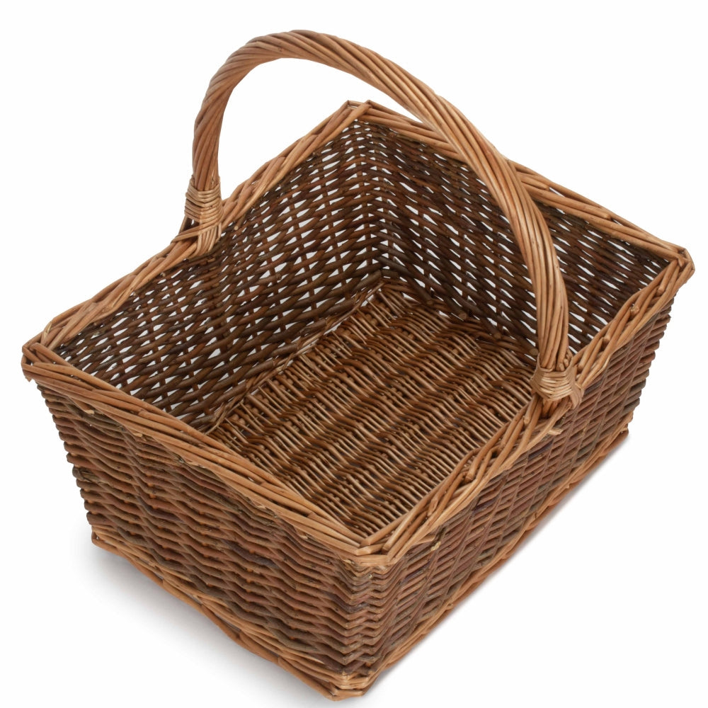 Red Hamper Rectangular Unpeeled Willow Shopping Basket Main image