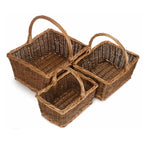 Red Hamper Rectangular Unpeeled Willow Shopping Basket