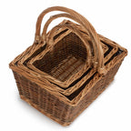 Red Hamper Rectangular Unpeeled Willow Shopping Basket