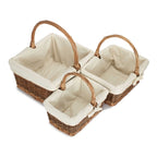 Red Hamper Rectangular Unpeeled Willow Shopping Basket With White Lining