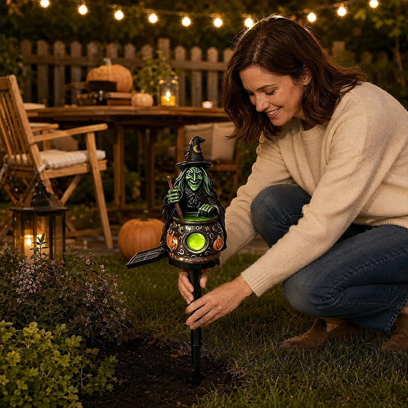 Solar Halloween Garden Lights – Witch Shoe, Pumpkin & Resin Stake Lanterns, Dusk-to-Dawn Auto On/Off for Yard & Outdoor Path Secondary image