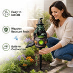 Solar Halloween Garden Lights – Witch Shoe, Pumpkin & Resin Stake Lanterns, Dusk-to-Dawn Auto On/Off for Yard & Outdoor Path