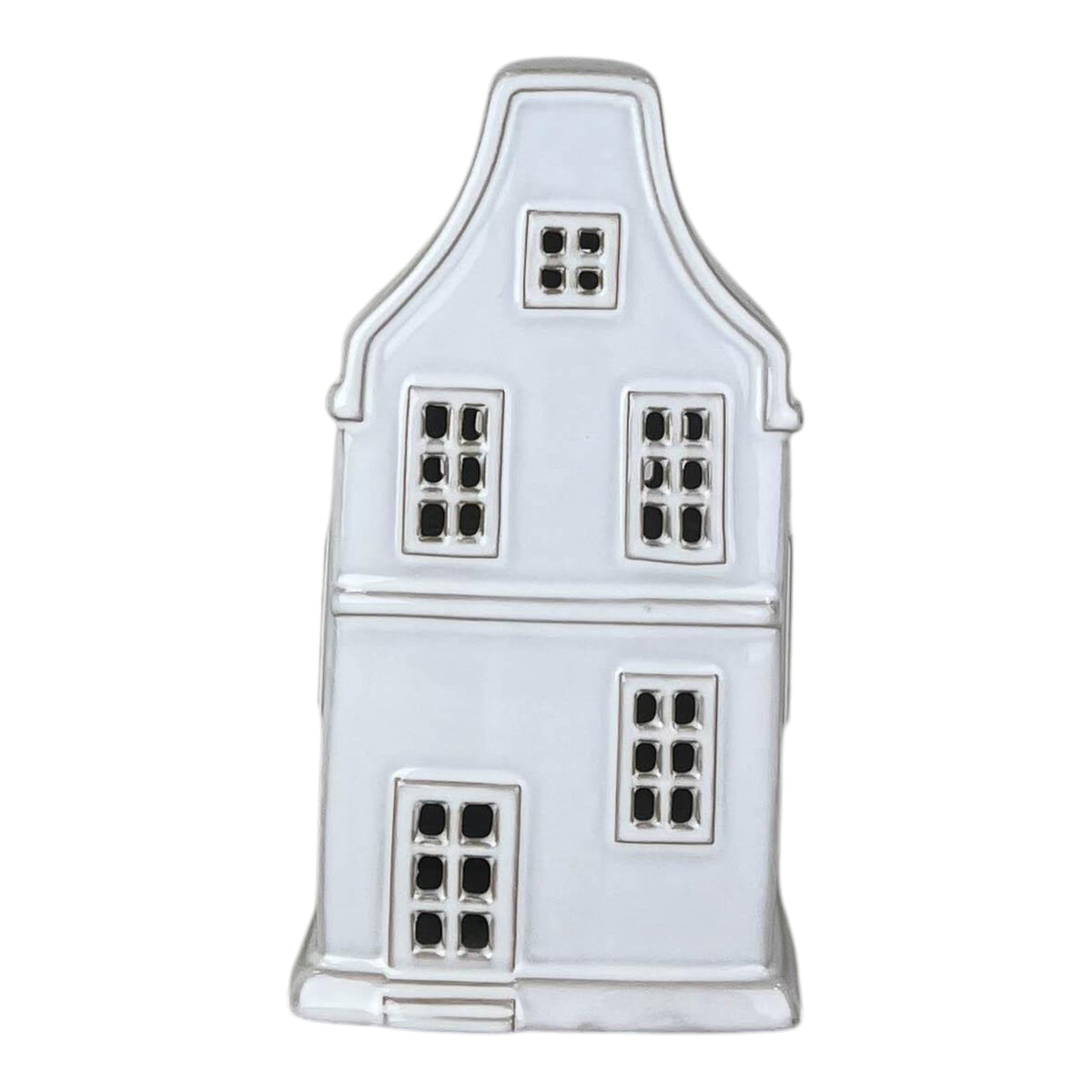 White Ceramic House Ornament with LED (14.5cm)