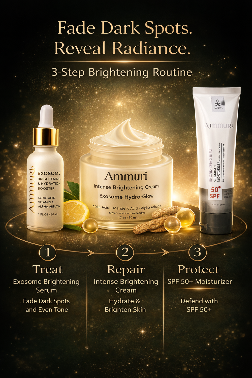 Ammuri three-step Kojic Acid brightening routine