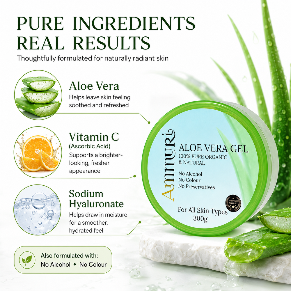 Ammuri Pure Aloe Vera Gel Natural Moisturizer Skin Psoriasis Treatment