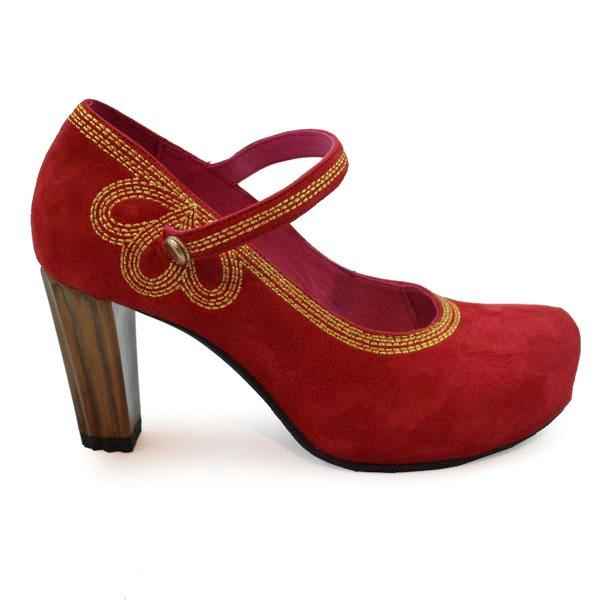 Cognac - Red Suede bar shoe- last pairs 40 & 41 Main image