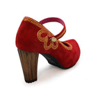 Cognac - Red Suede bar shoe