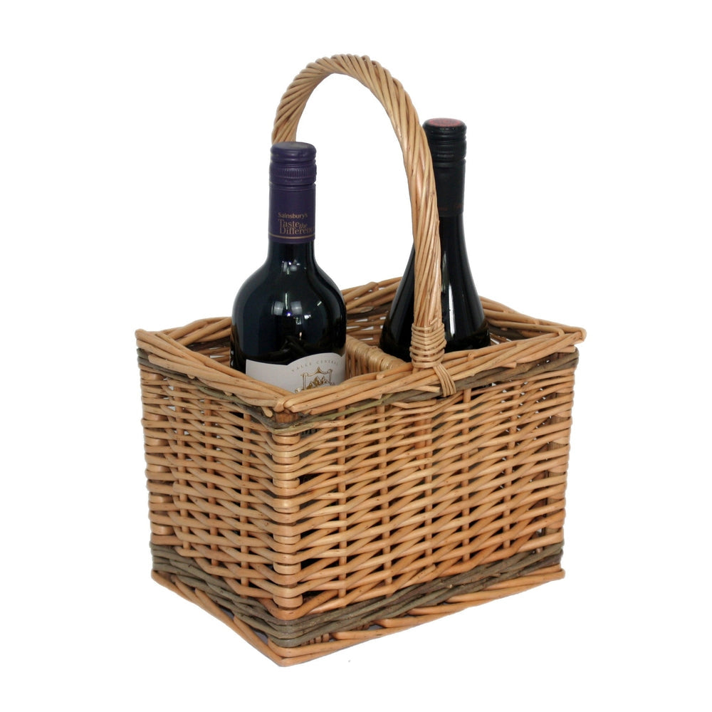 Red Hamper Full buff Unpeeled Wicker Drinks Basket Main image